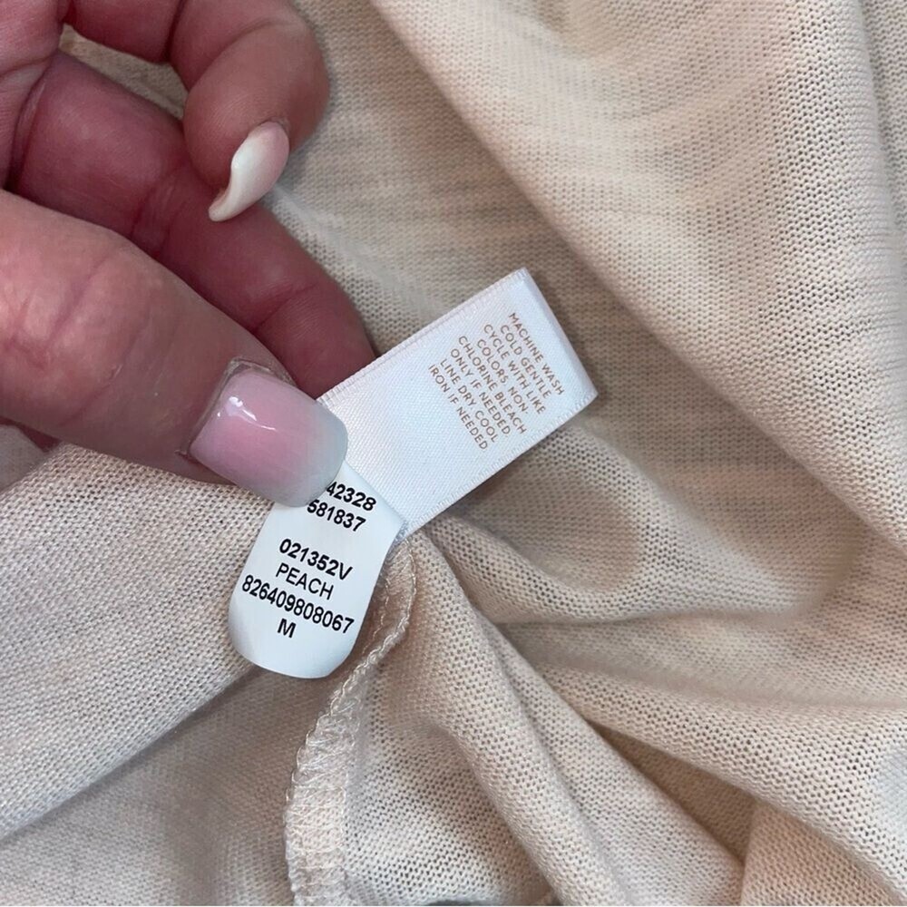 LC Lauren Conrad cream peach open front lightweight trumpet sleeve cardigan SZ M - Picture 7 of 9